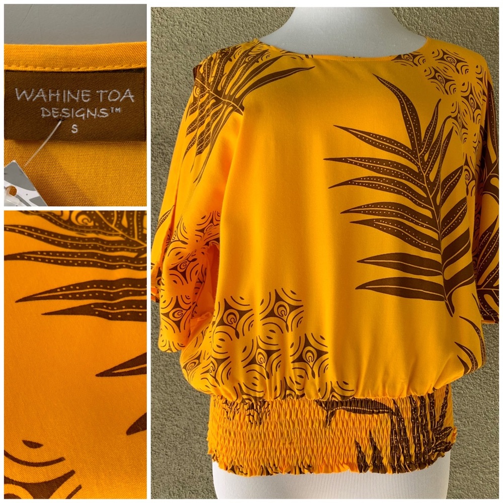 “Wahine Toa” Hawaiian Cold-Shoulder Top NWT size S
